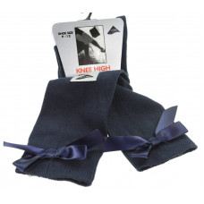 Sock Bow Knee High Girls - Navy